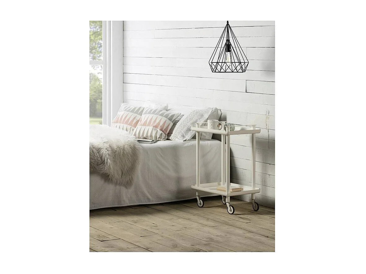 DON HIERRO - Carrito auxiliar LEKY, armazón blanco, 2 estantes. Multifuncional, práctico y decorativo-