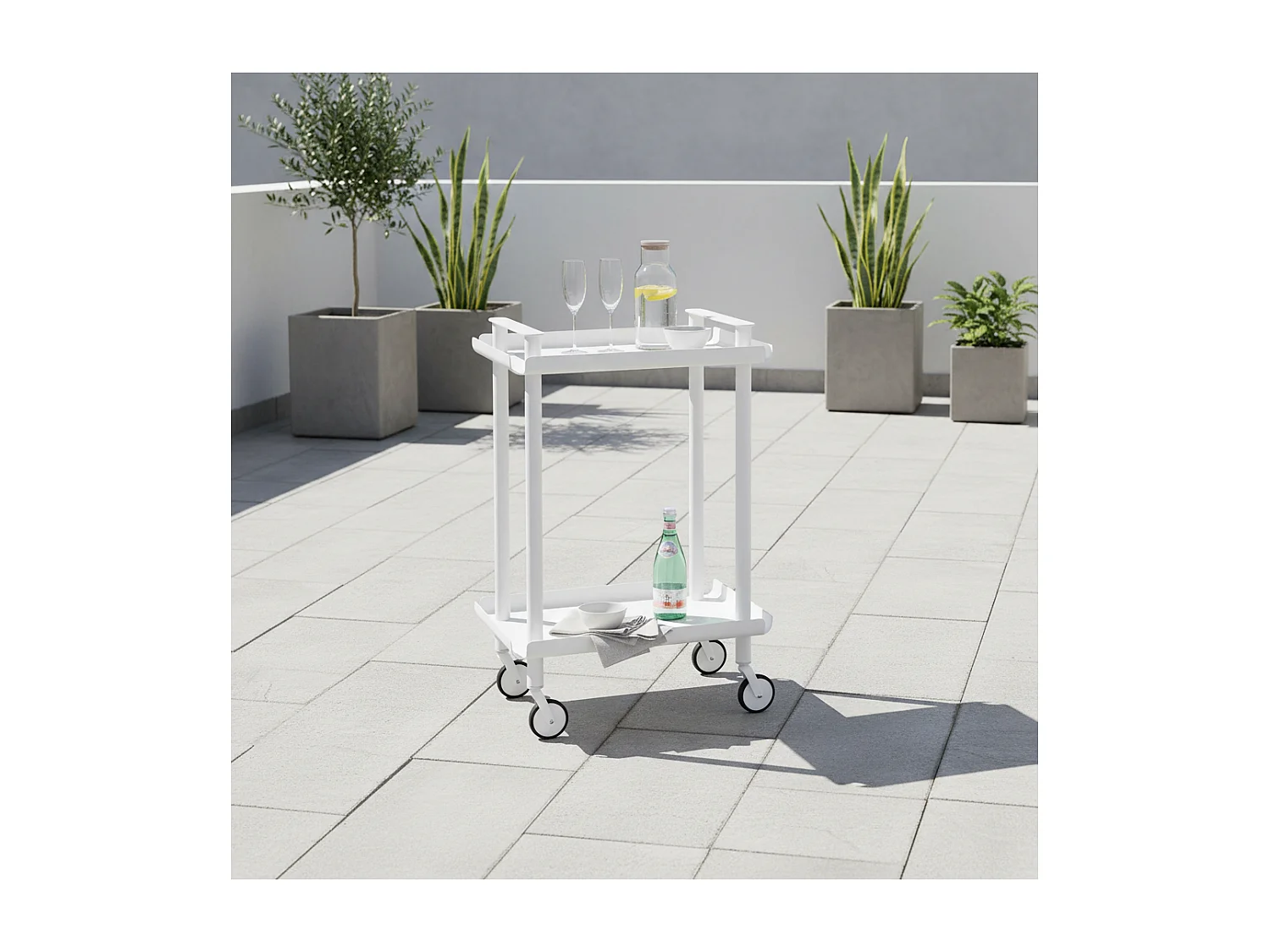 DON HIERRO - Carrito auxiliar LEKY, armazón blanco, 2 estantes. Multifuncional, práctico y decorativo-