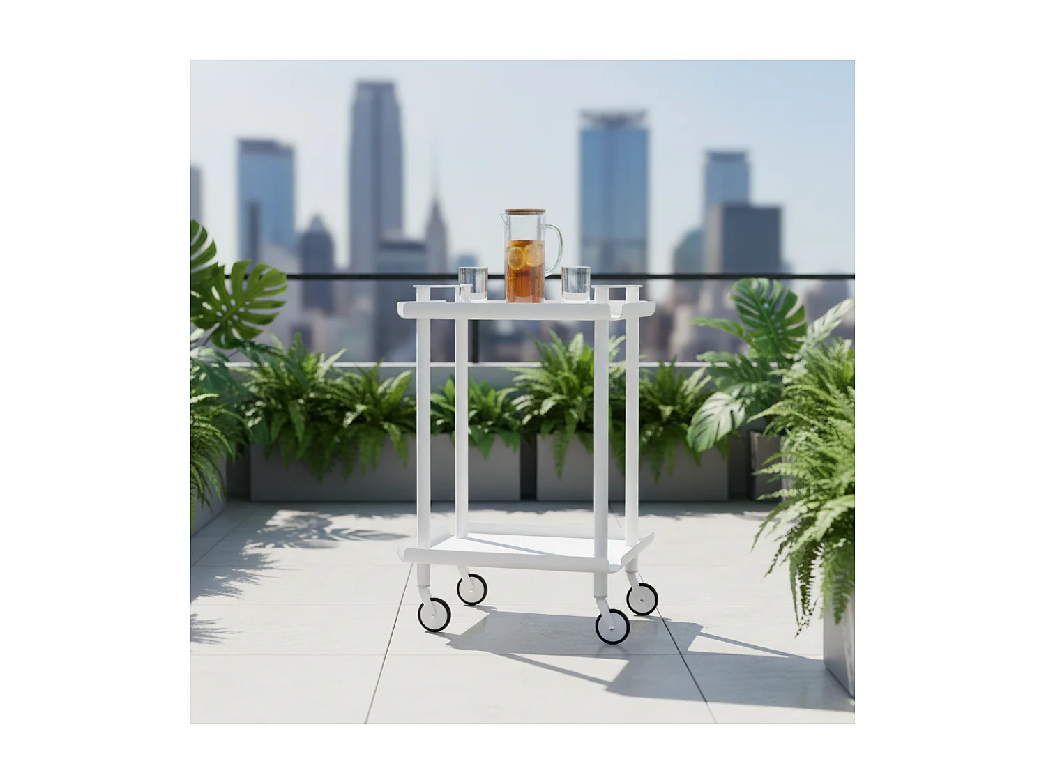 DON HIERRO - Carrito auxiliar LEKY, armazón blanco, 2 estantes. Multifuncional, práctico y decorativo-