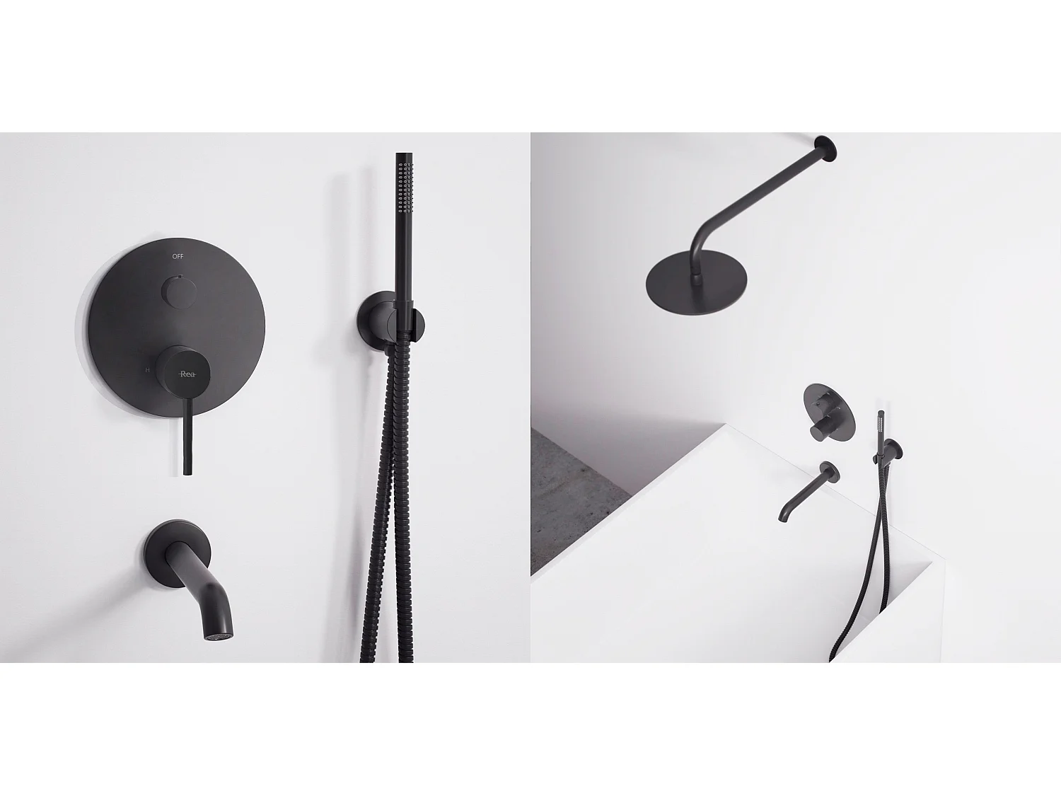 Set Da Vasca-Doccia Da Incasso Rea Lungo Black