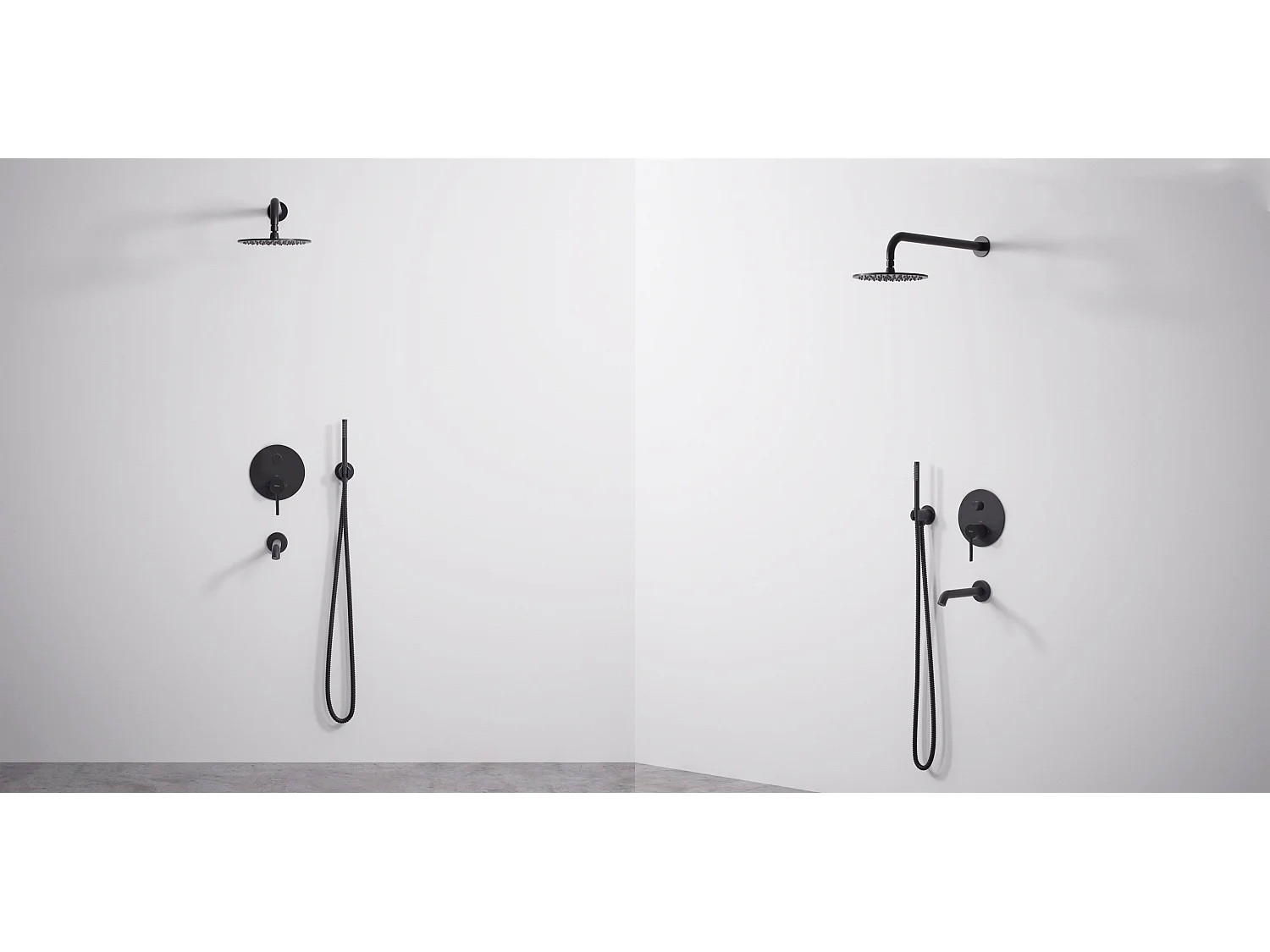 Conjunto De Ducha Y Bañera Eportado Oculto Rea Lungo Black