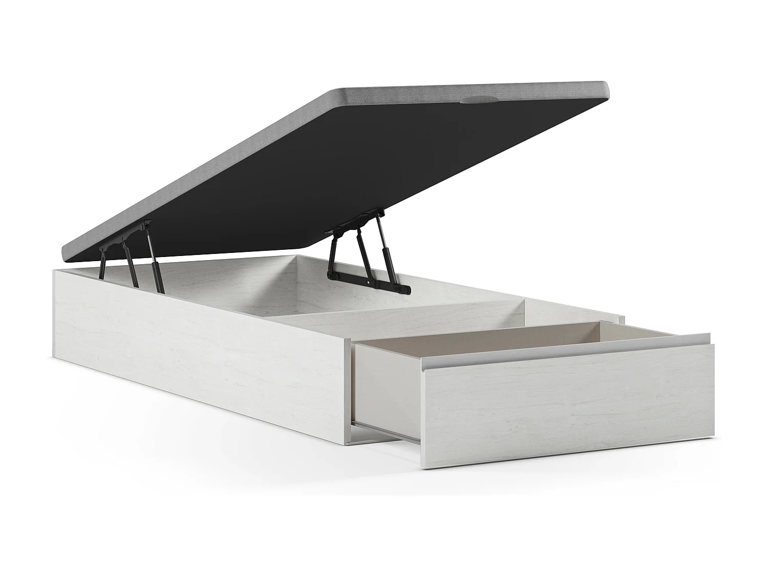 Bettgestell mit Bettkasten mit Schublade - 90 x 200 cm - Weiß - HESTIA von YSMÉE