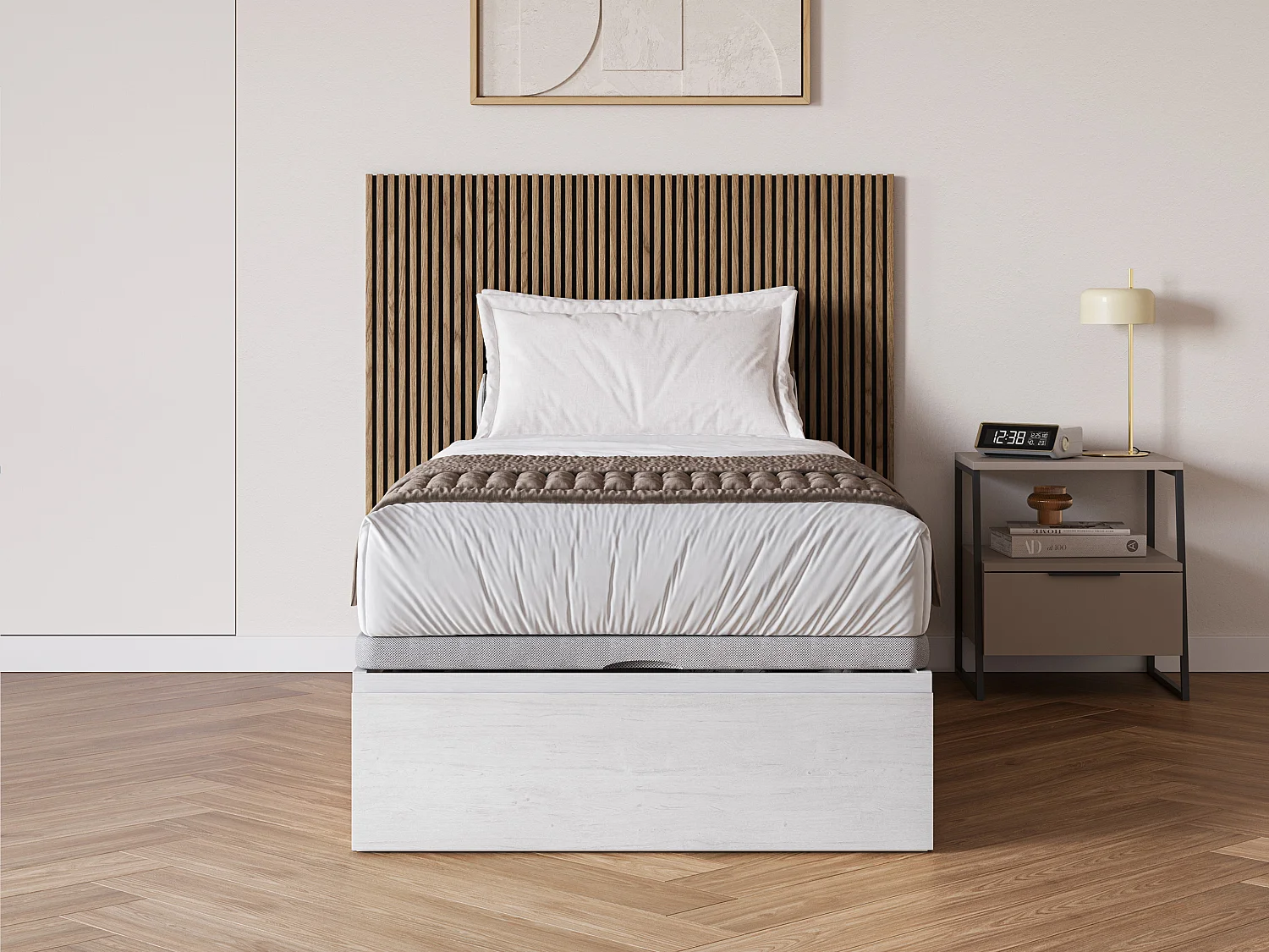 Sommier coffre avec tiroir 90 x 200 cm - Blanc - HESTIA de YSMÉE