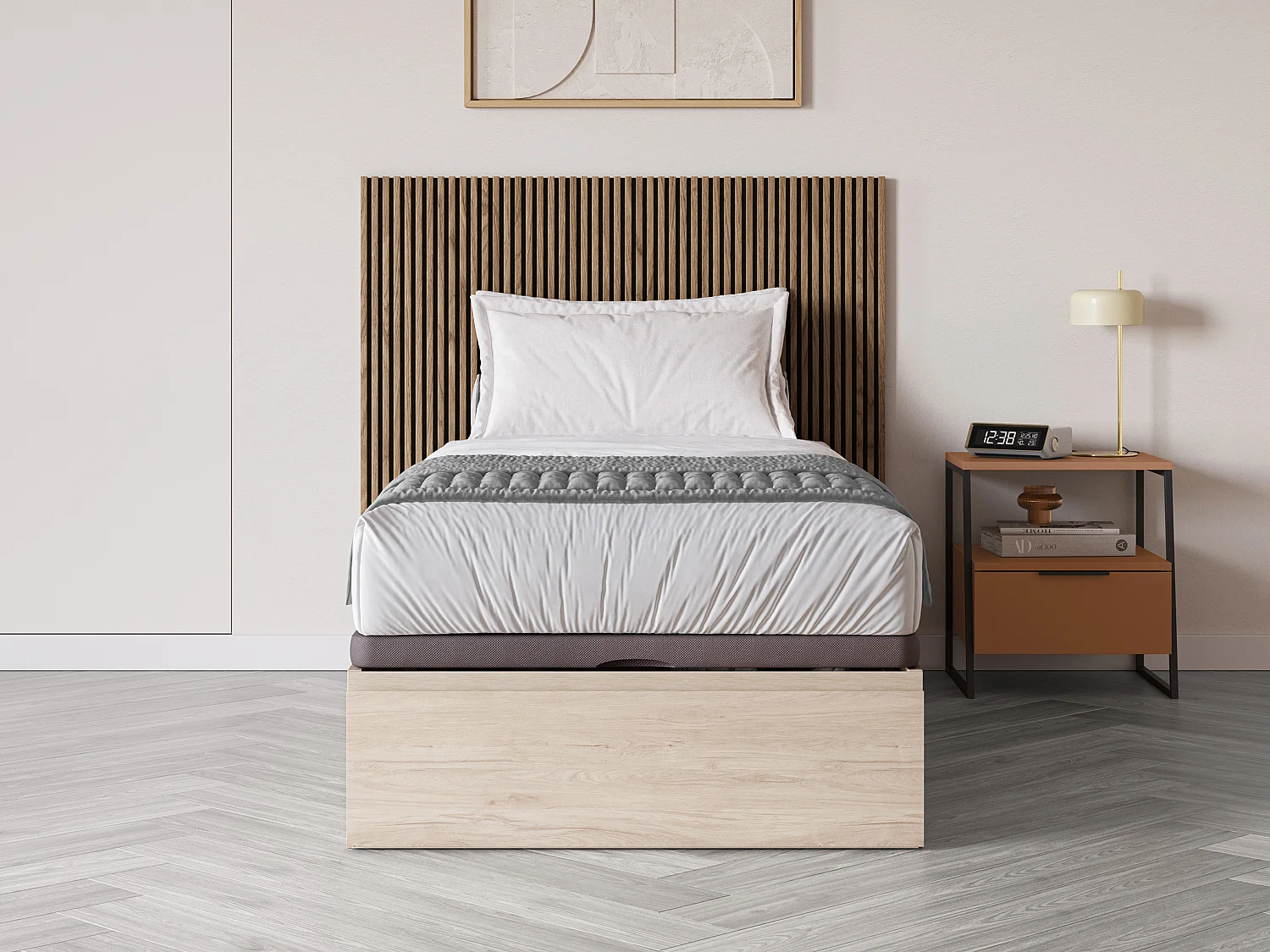 Sommier coffre avec tiroir 90 x 200 cm - Naturel clair - HESTIA de YSMÉE