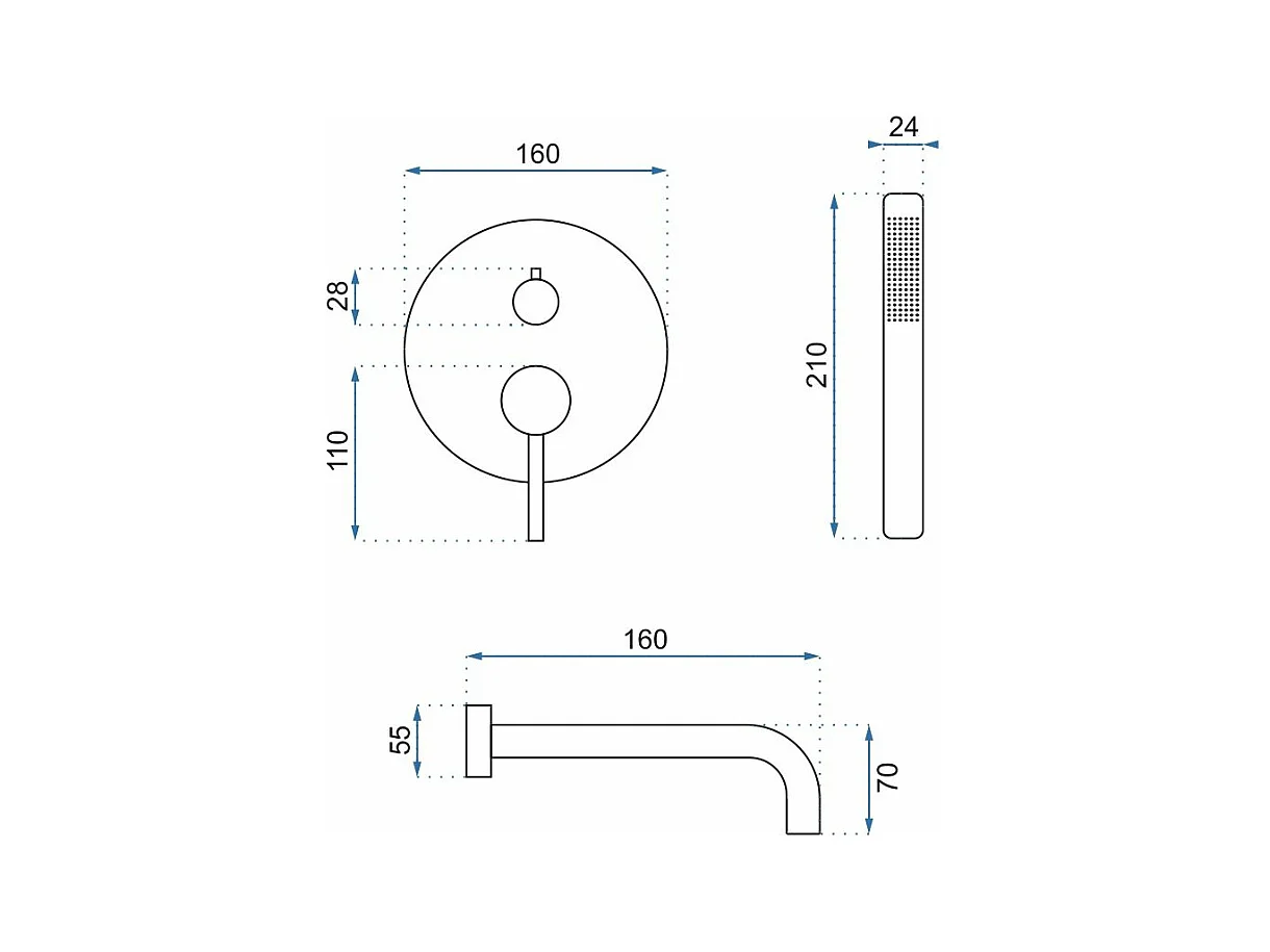 Grifo De Bañera Emportado Oculto Rea Lungo Black + Box