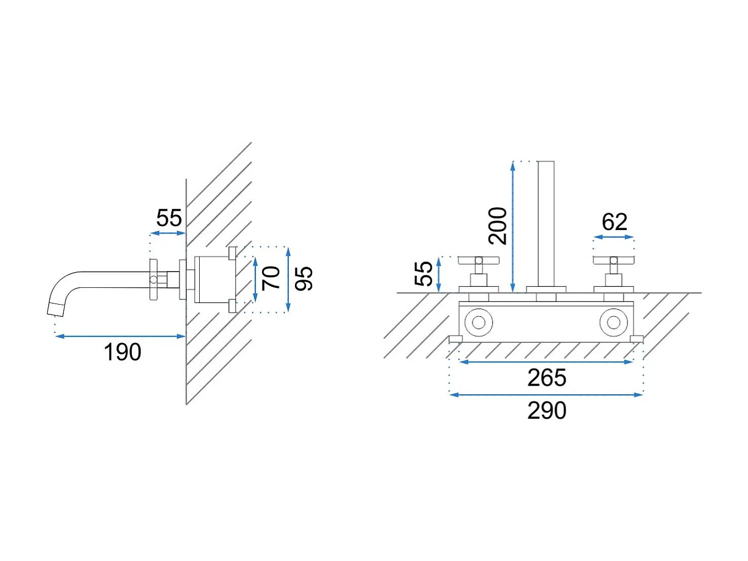 Robinet Mural Rea Exit Black + Box