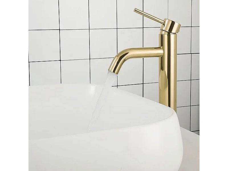 Robinet de lavabo Rea Lungo L. Gold avec aérateur de tête en céramique