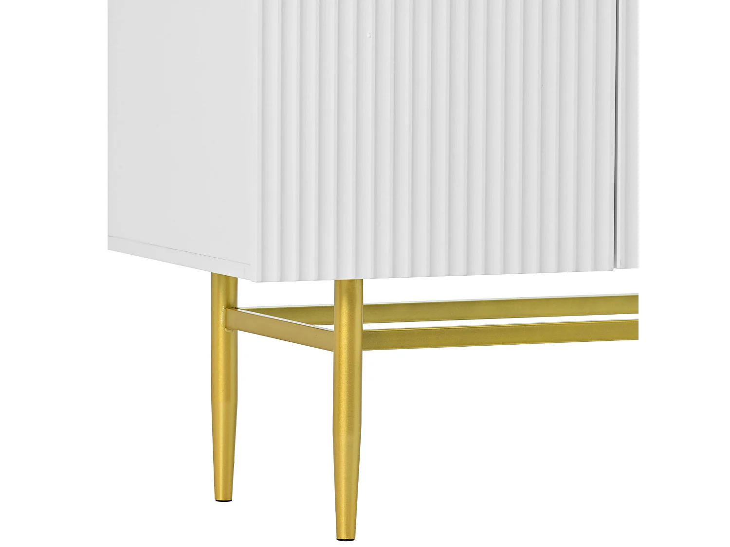 Aparador - DREAMMESPACE - 4 puertas - tirador y base de metal dorado - 152x40x80cm - Blanco