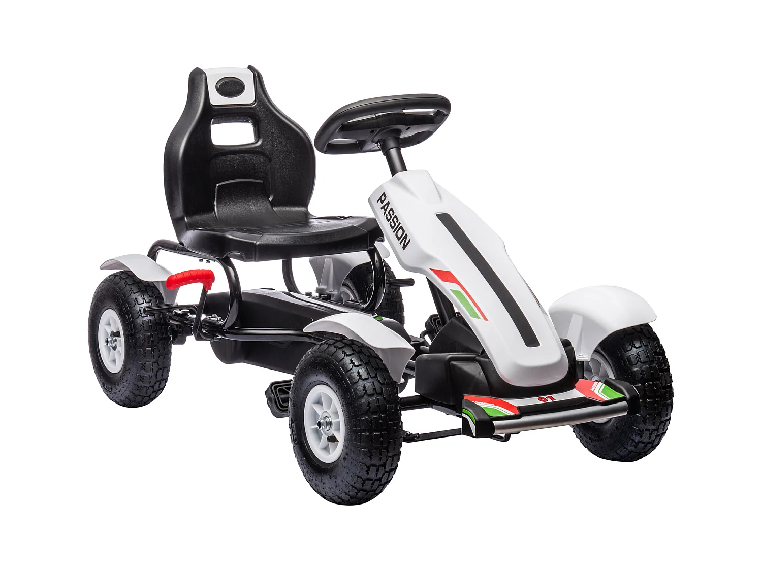 Kart à pédales enfant Go kart Formule 1 Racing passione italia pneus gonflables caoutchouc blanc