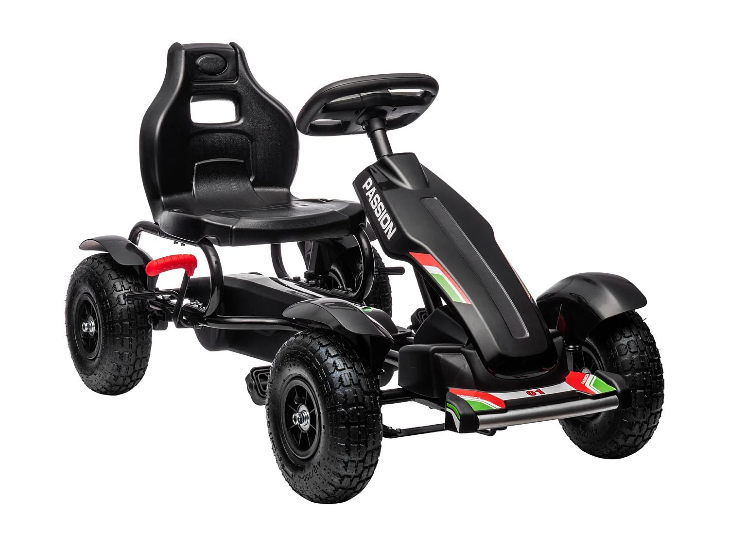 Kart à pédales enfant Go kart Formule 1 Racing passione italia pneus gonflables caoutchouc noir