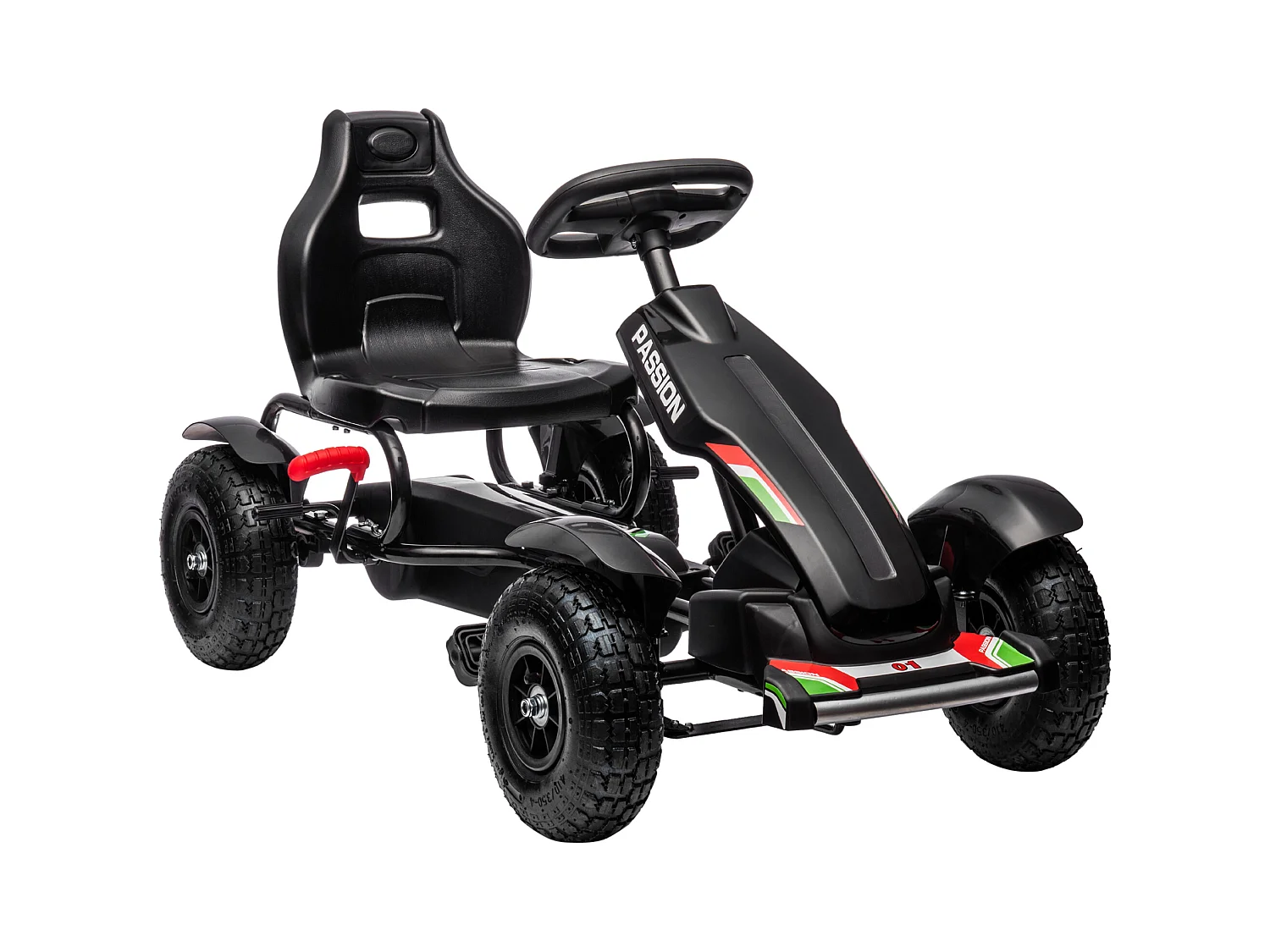 Kart à pédales enfant Go kart Formule 1 Racing passione italia pneus gonflables caoutchouc noir