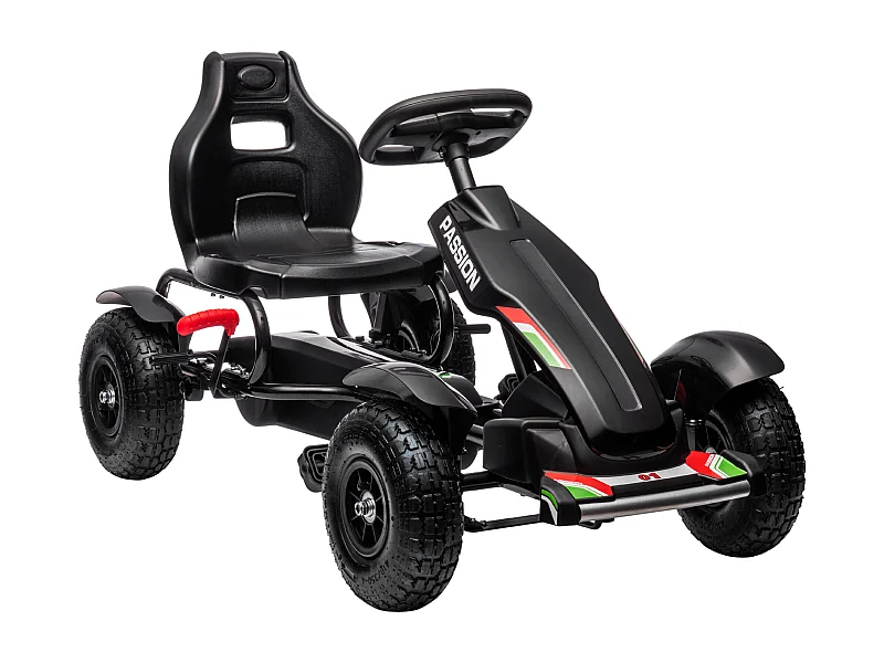Kart à pédales enfant Go kart Formule 1 Racing passione italia pneus gonflables caoutchouc noir
