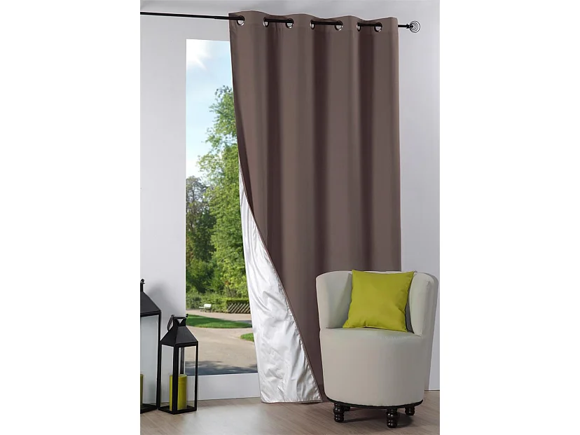 Cortina aislante con ojetes forrada