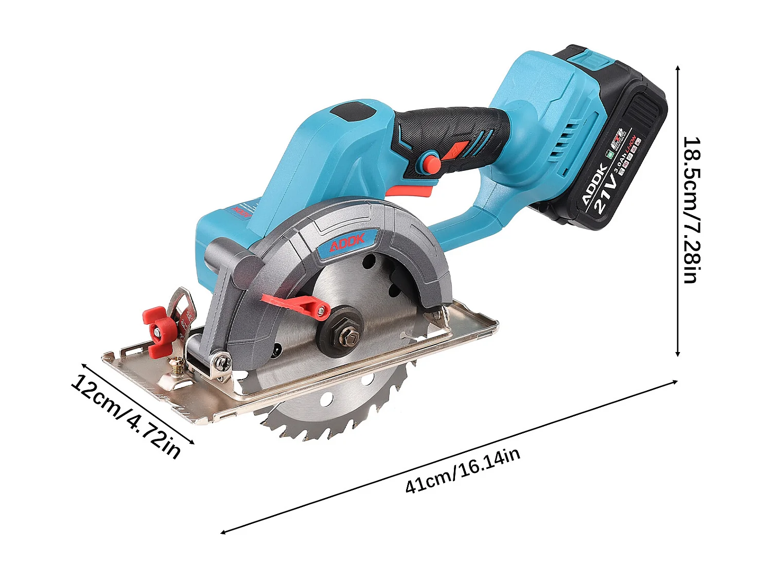Scie circulaire 21 V à 6 lames, avec batterie 3,0 Ah, mini scie circulaire sans balais, adaptée à la coupe du bois (avec 2 batteries)