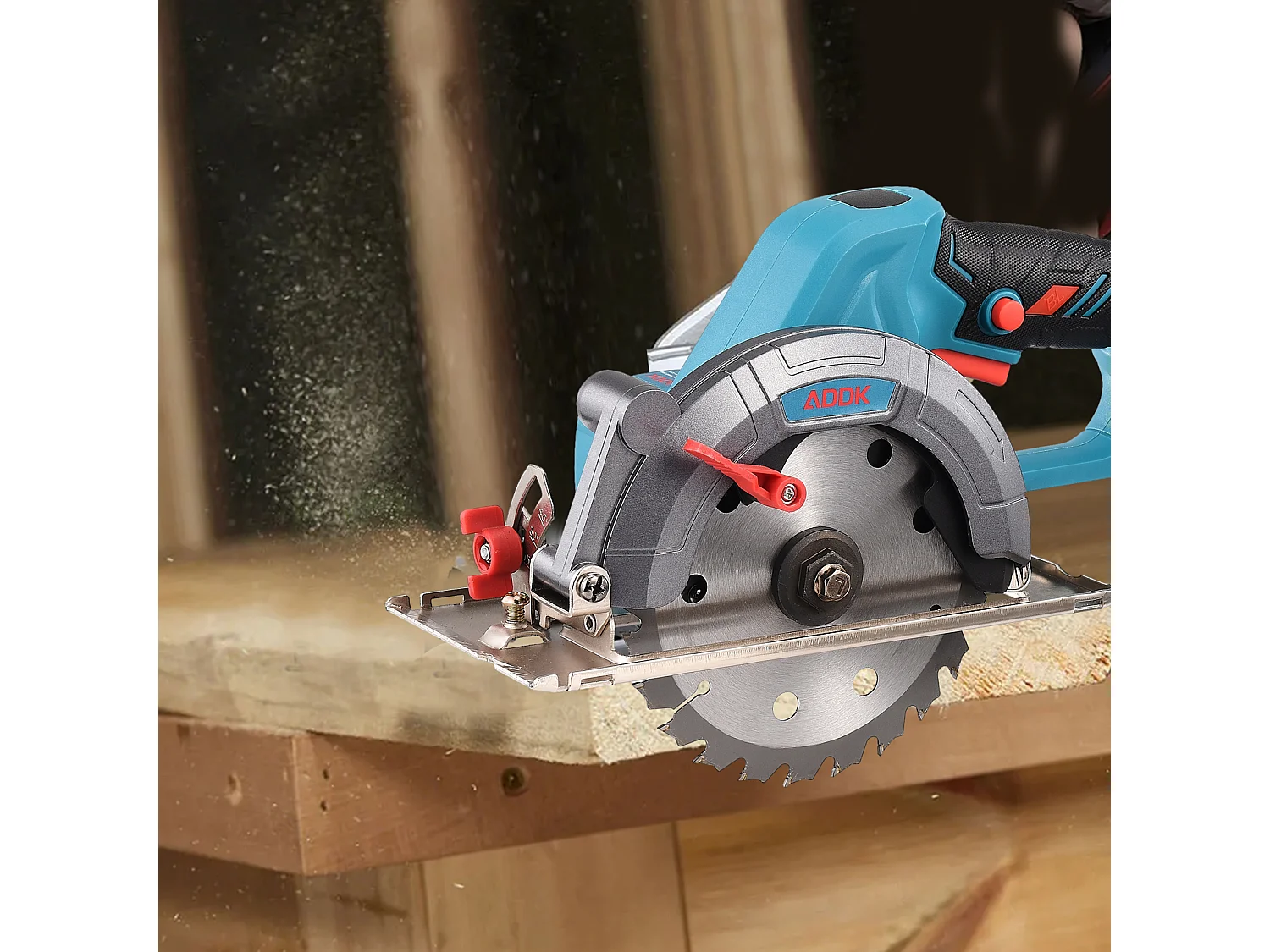 Scie circulaire 21 V à 6 lames, avec batterie 3,0 Ah, mini scie circulaire sans balais, adaptée à la coupe du bois (avec 2 batteries)