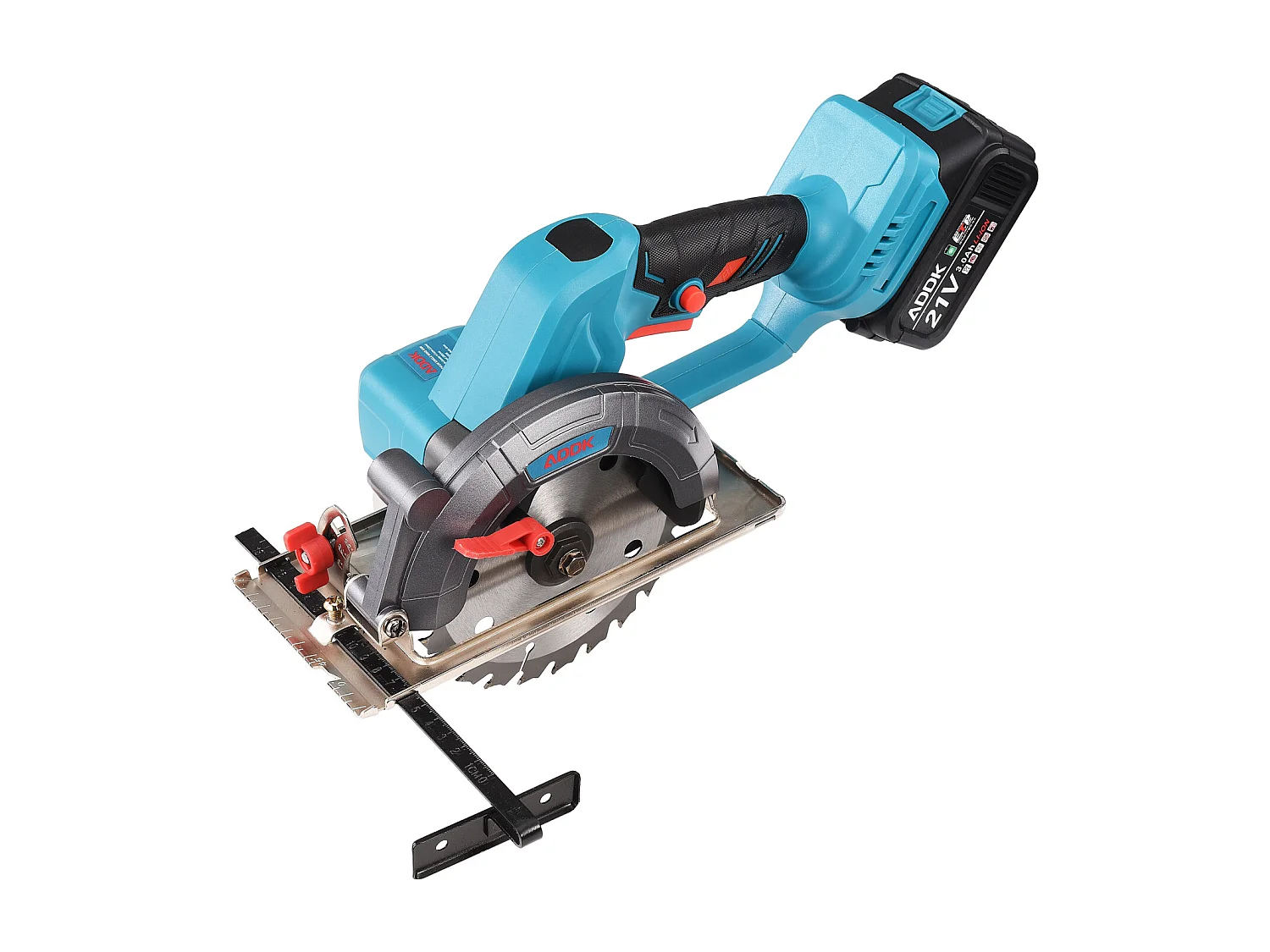 Scie circulaire 21 V à 6 lames, avec batterie 3,0 Ah, mini scie circulaire sans balais, adaptée à la coupe du bois (avec 2 batteries)