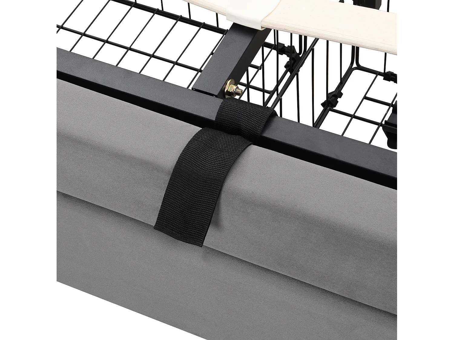 Letto contenitore 180x200cm, letto matrimoniale imbottito con rete a doghe e testiera regolabile con 2 cassetti, tessuto in velluto, grigio