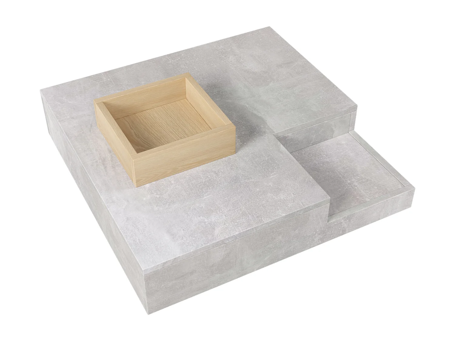 Tavolino quadrato 72x72x30 cm, tavolo da soggiorno, tavolino laterale con contenitore estraibile, colore grigio