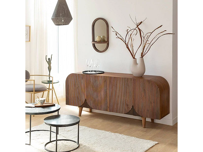 Buffet arrondi en bois de manguier Lise