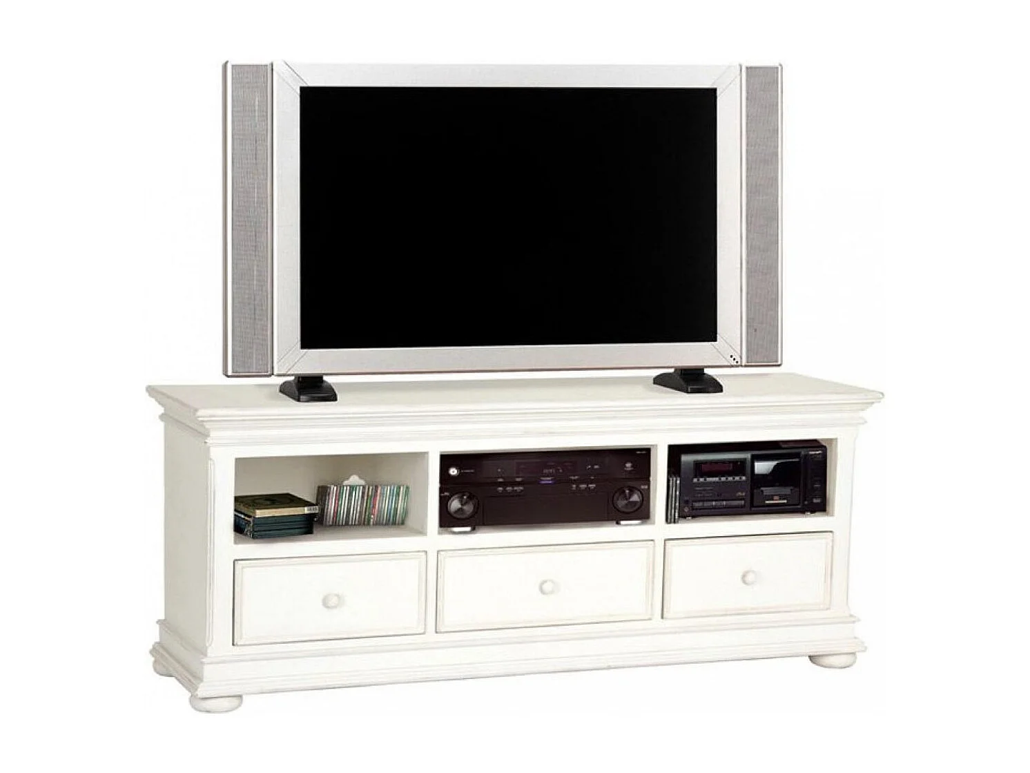 Meuble tv avec 3 rangements MDF Blanc - Harmonie Interior's