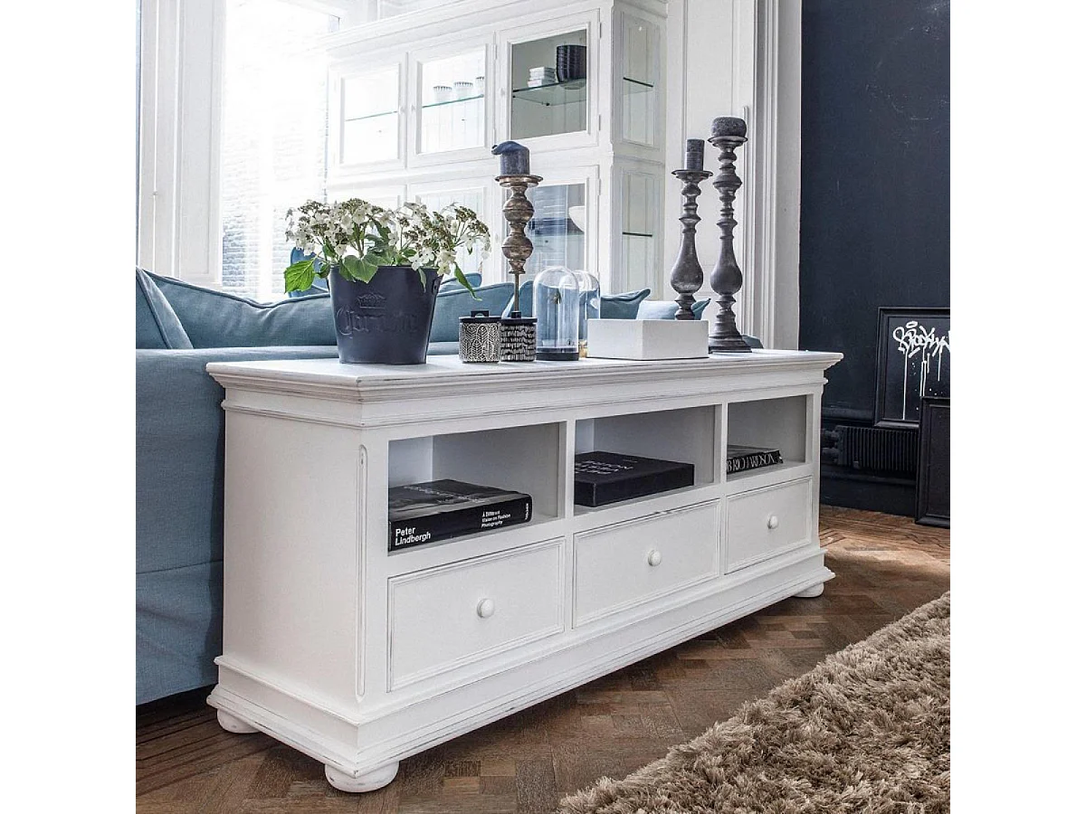 Meuble tv avec 3 rangements MDF Blanc - Harmonie Interior's