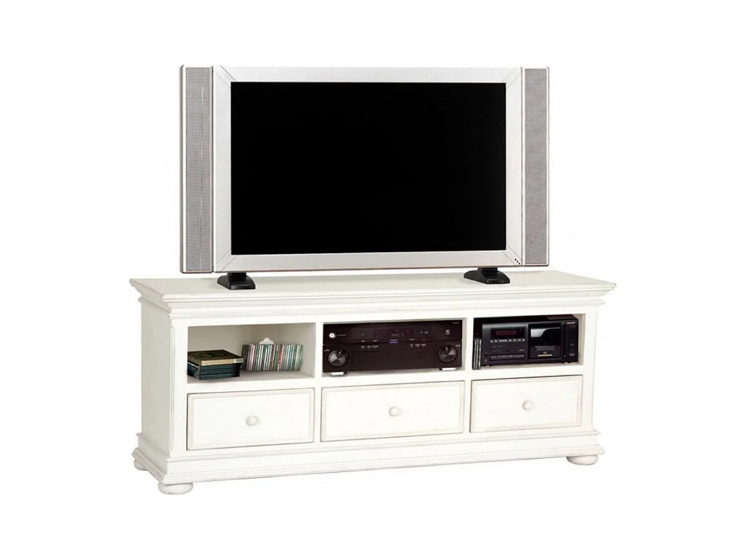 Meuble tv avec 3 rangements MDF Blanc - Harmonie Interior's