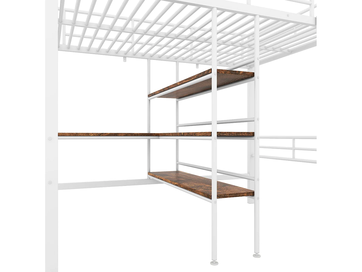 Letto a soppalco 90x200 cm - con scrivania e ripiani portaoggetti - Bianco