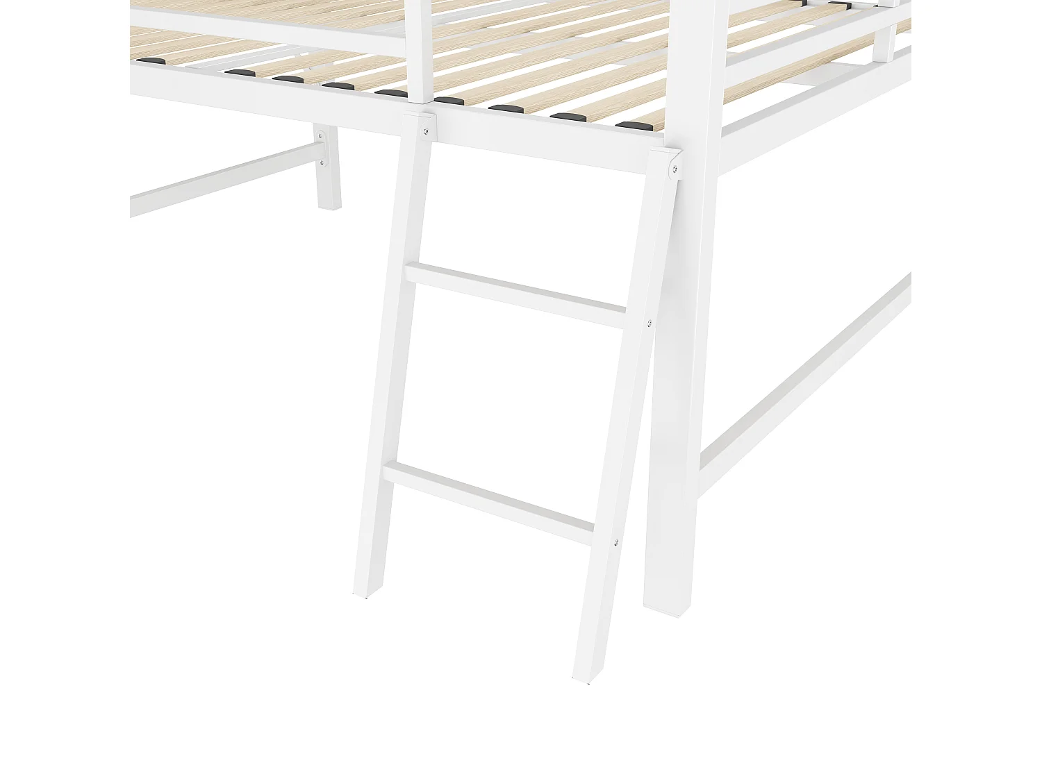 Lit mezzanine 140x200cm en métal avec LED - avec bureau abattant et sommier à lattes - Blanc