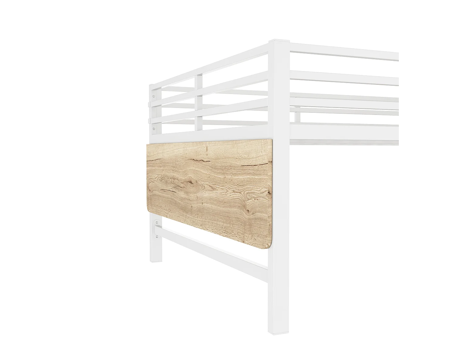 Lit mezzanine 140x200cm en métal avec LED - avec bureau abattant et sommier à lattes - Blanc