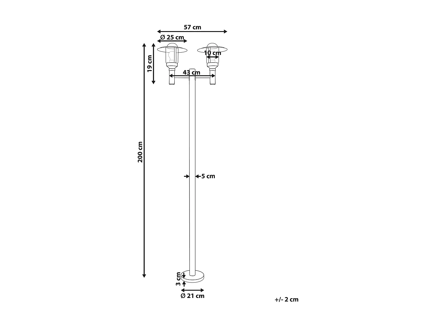 Poste de luz para exterior TIZU Preto