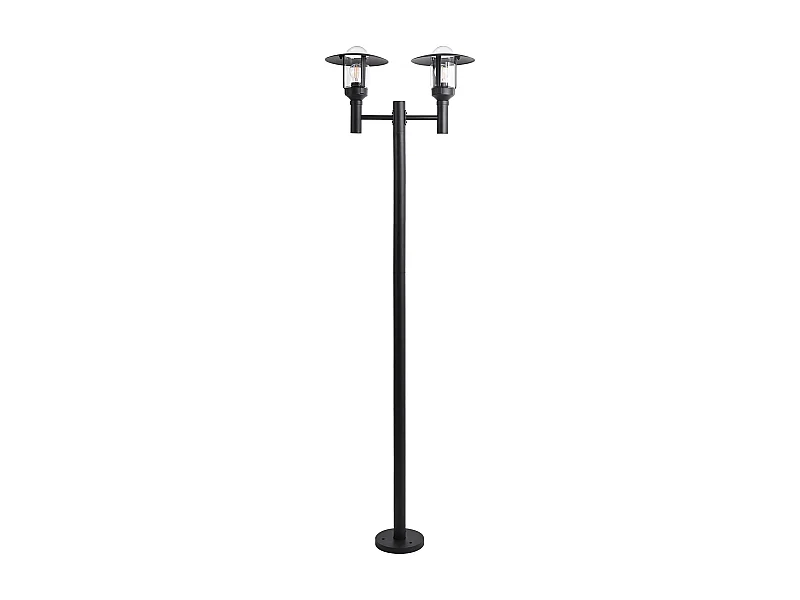 Außenlaterne 2-flammig Aluminium schwarz für Garten modern Mastleuchte Tizu