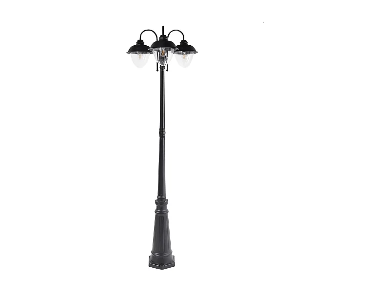 Außenlaterne 3-flammig Aluminium schwarz für Garten modern Mastleuchte Banka