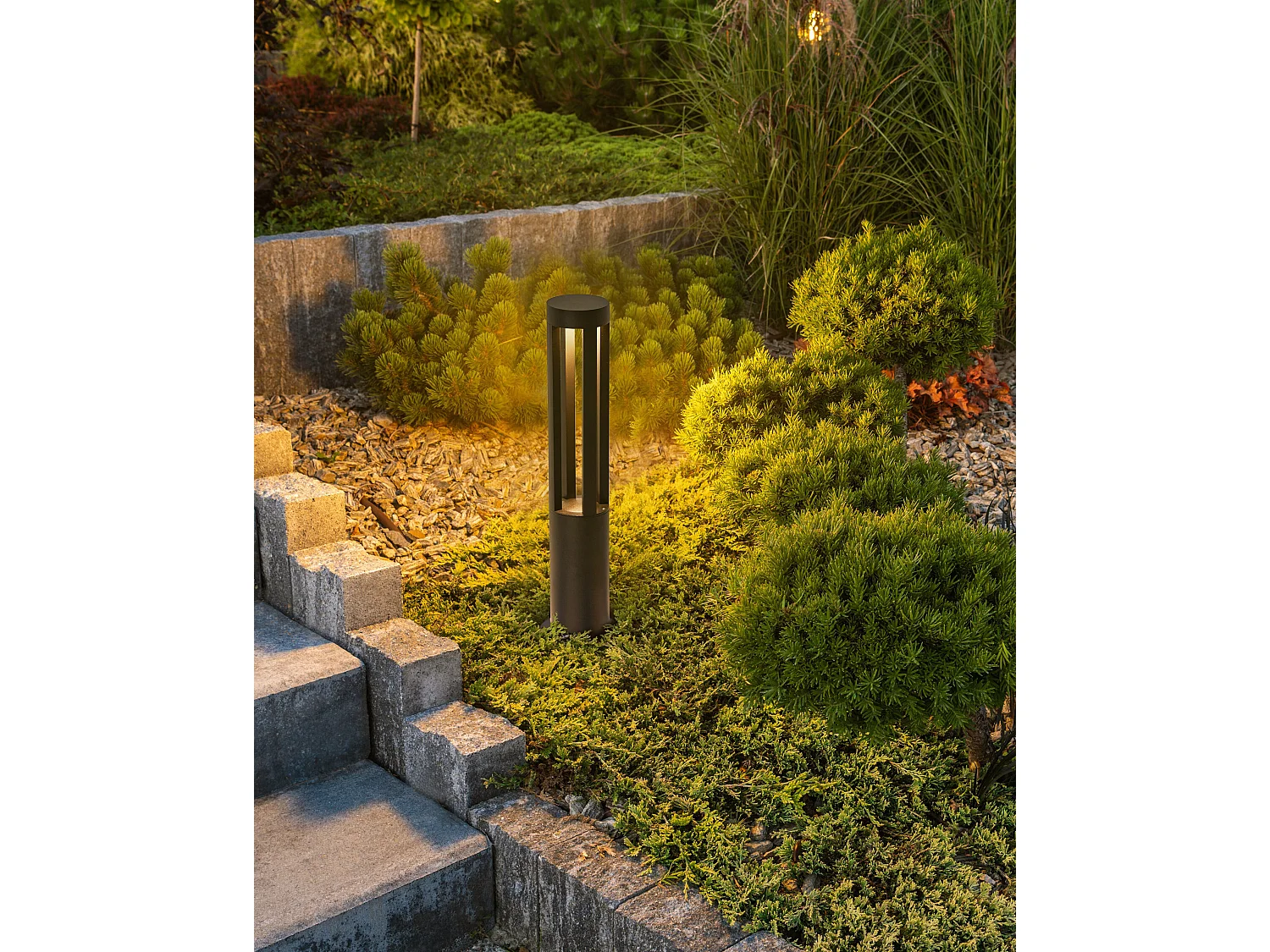 Garten LED Pollerleuchte Aluminium schwarz Außenlampe Wegeleuchte 60 cm Payette