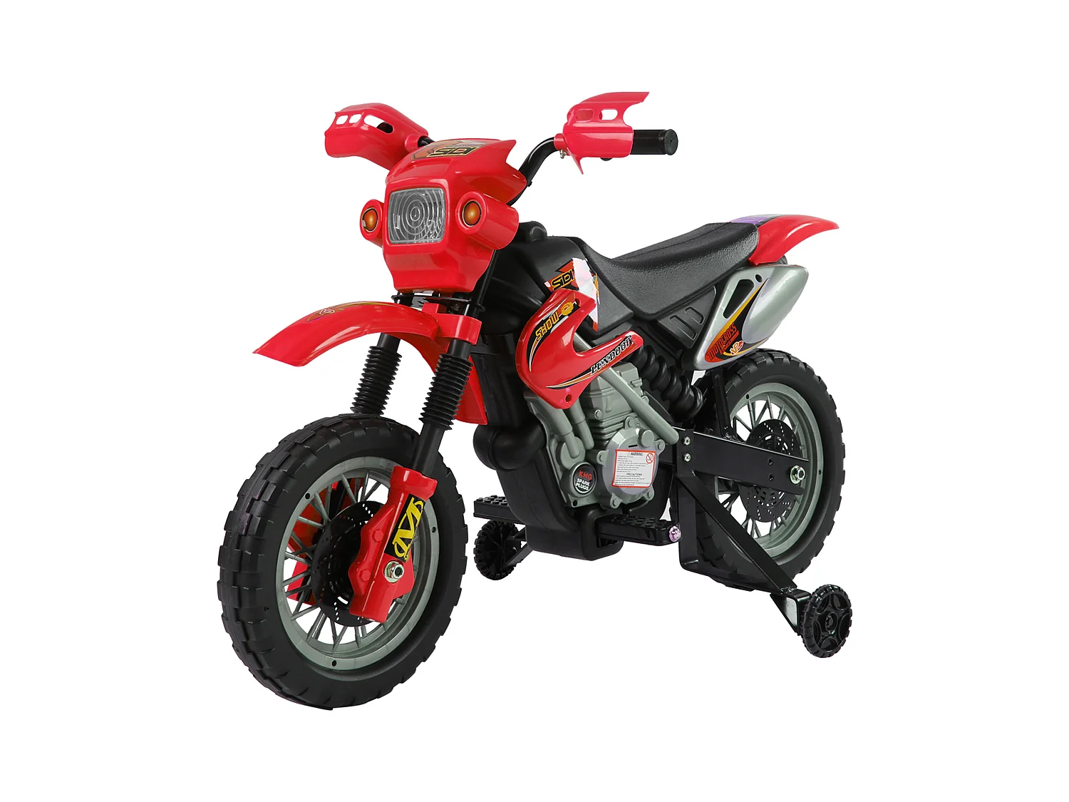 Moto cross électrique enfant 3 à 6 ans 6 V phares klaxon musiques 102 x 53 x 66 cm rouge et noir