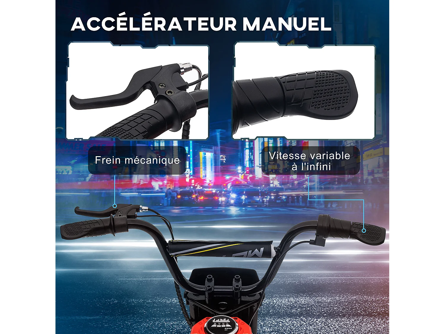 Moto cross électrique dirt bike enfant 350W 12V 2 vitesses 8-16 Km/h rouge noir