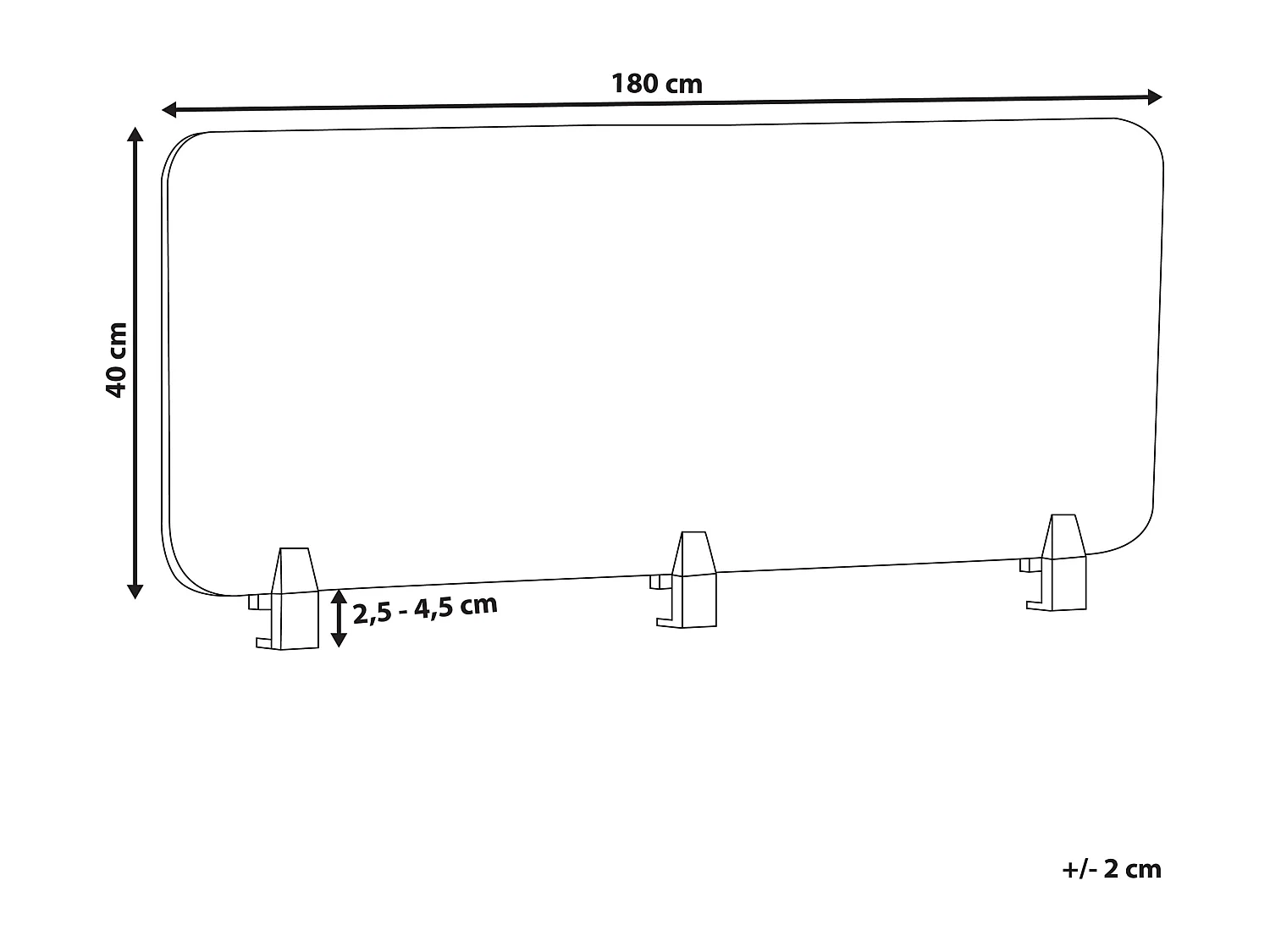 Painel divisor de secretária creme 180 x 40 cm WALLY