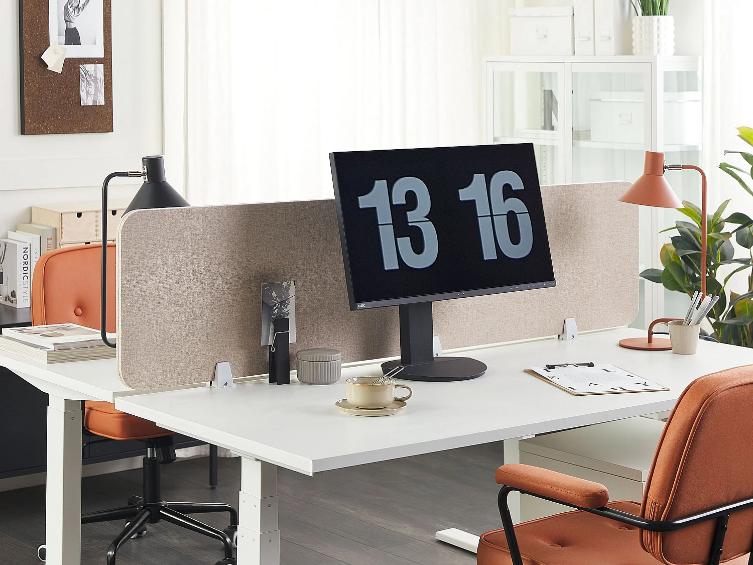 Séparateur de bureau beige 180 x 40 cm WALLY