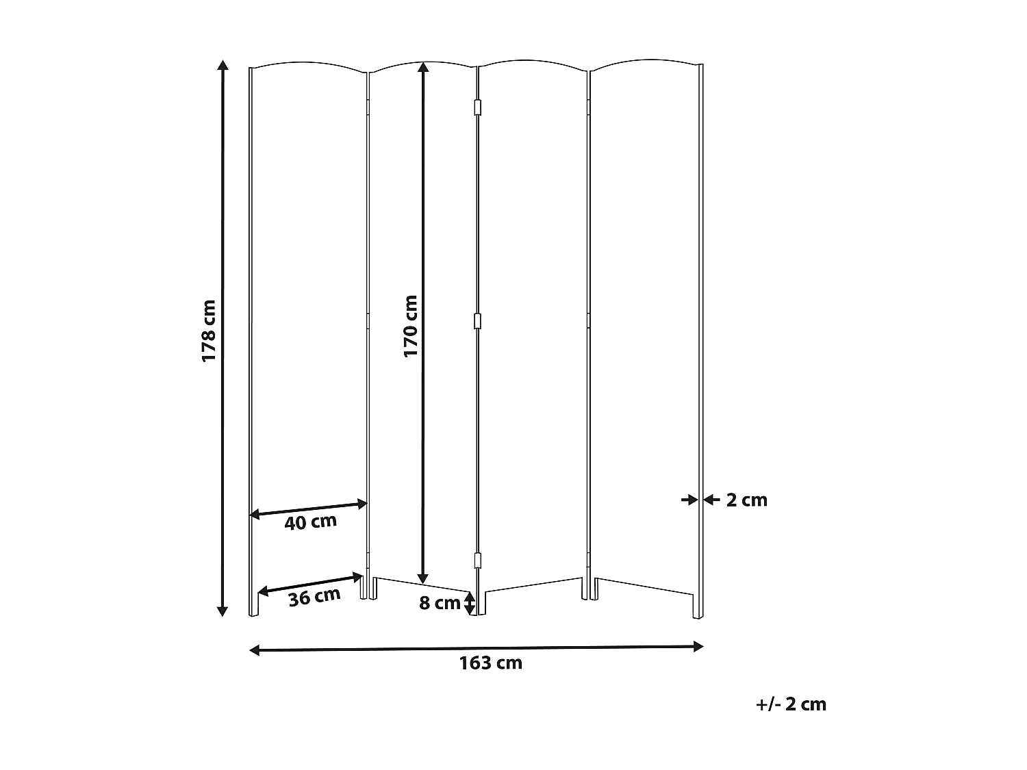 Séparateur de pièce à 4 panneaux LAPPAGO Beige clair 163 cm 170 cm