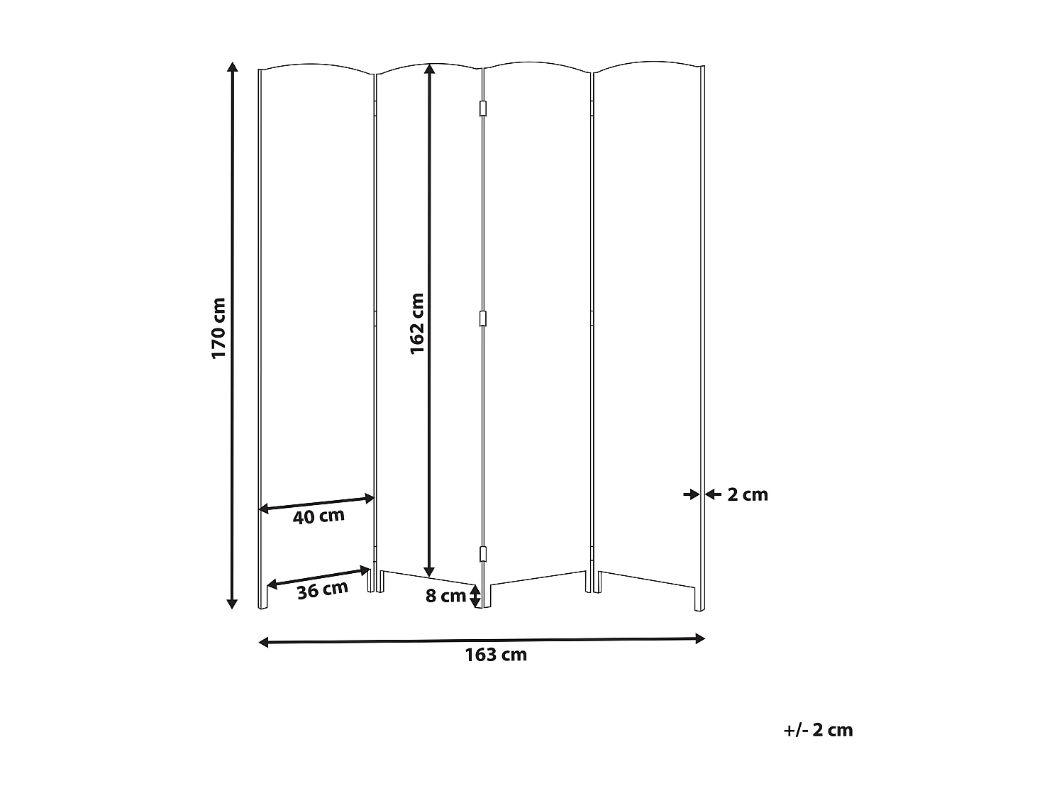 Séparateur de pièce à 4 panneaux LAPPAGO Naturel 163 cm 170 cm