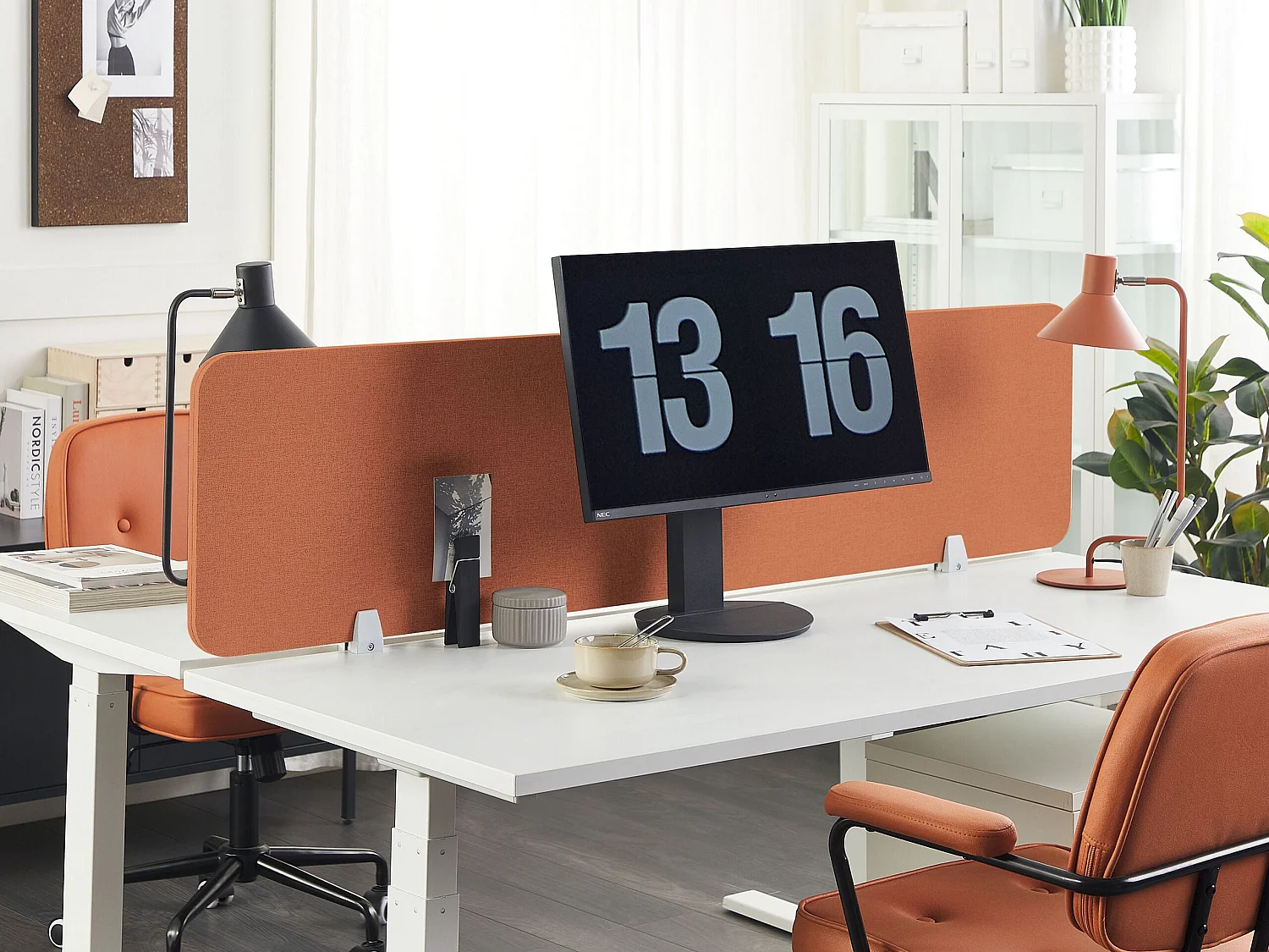 Séparateur de bureau orange 130 x 40 cm WALLY