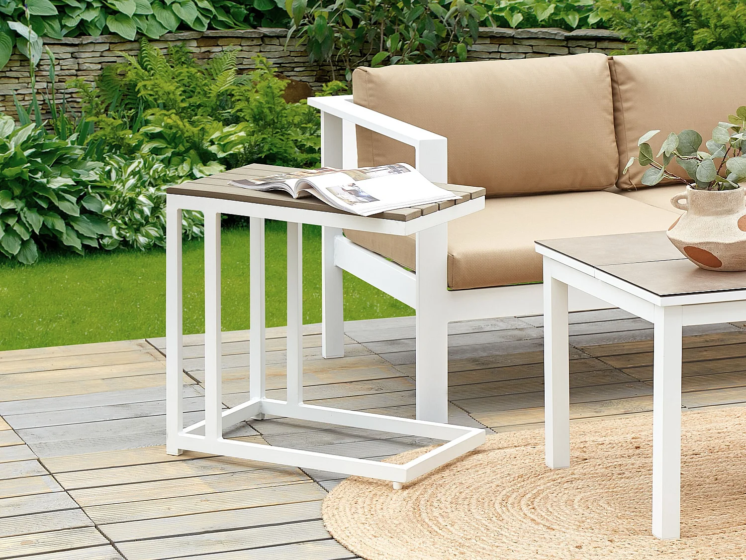 Table d'appoint pour le jardin MESSINA 60 cm 35 cm Blanc
