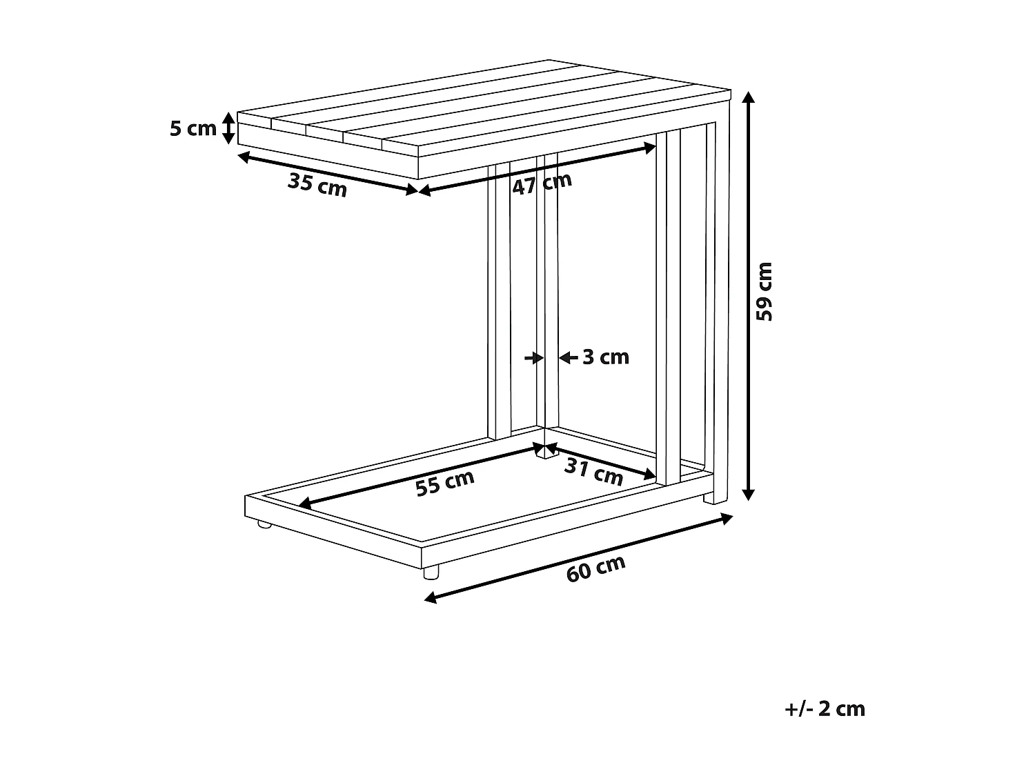 Outdoor Beistelltisch MESSINA 60 cm 35 cm Weiss