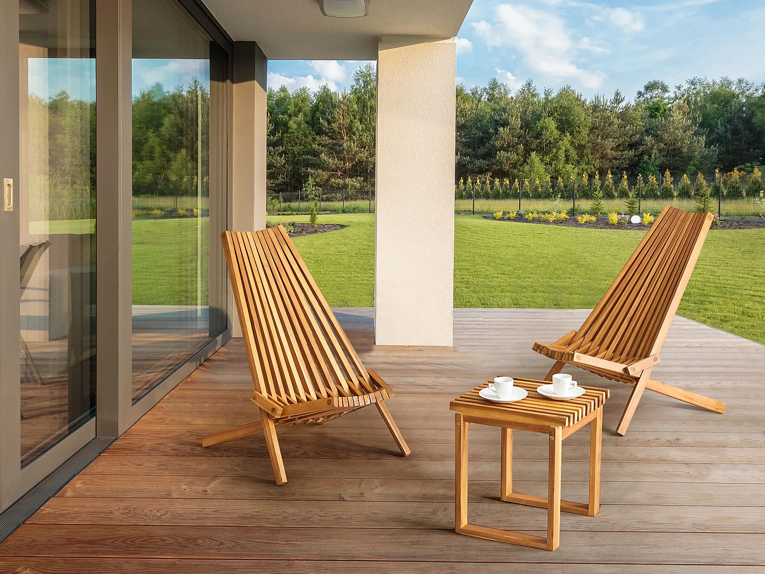 Table d'appoint pour le jardin BELLANO 35 cm 40 cm Acacia Marron