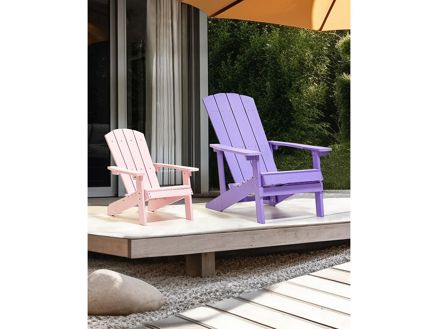 Tuinstoel ADIRONDACK Bewerkt hout Pastelroze