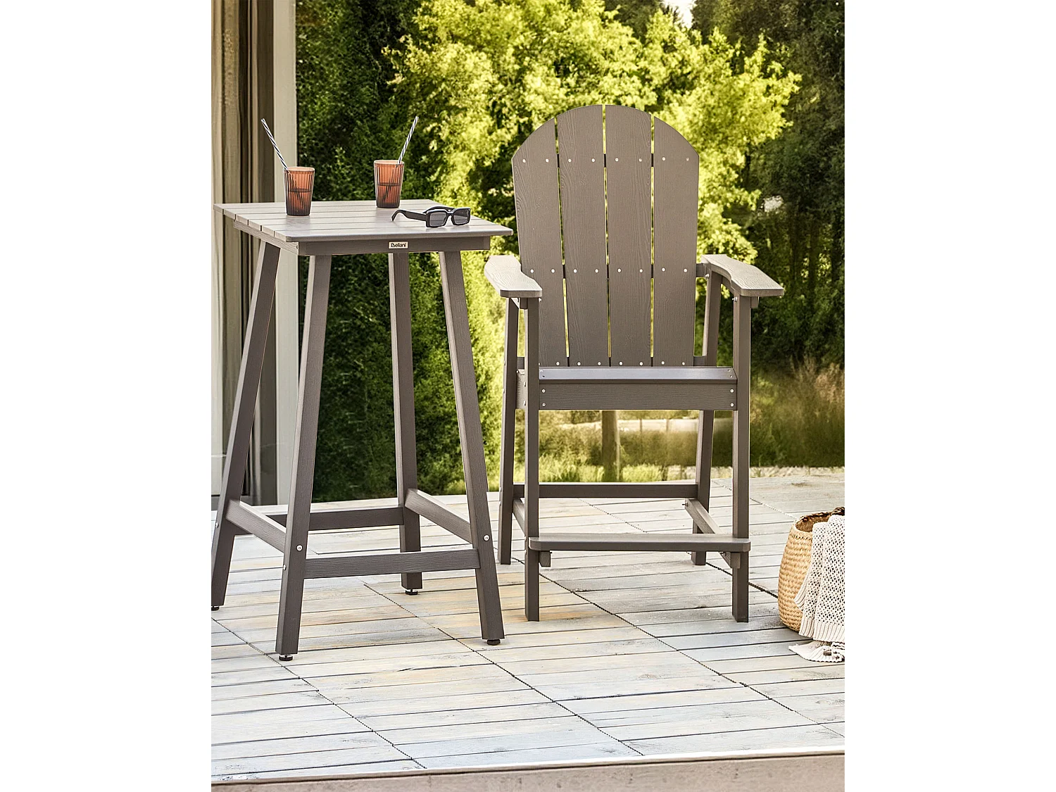 Garten-Barstuhl ADIRONDACK Kunststoff Dunkelgrau