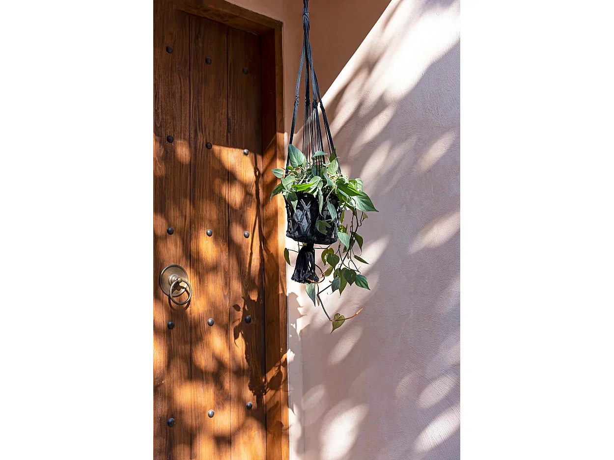 Le Porte-Plante Macramé - Noir - L