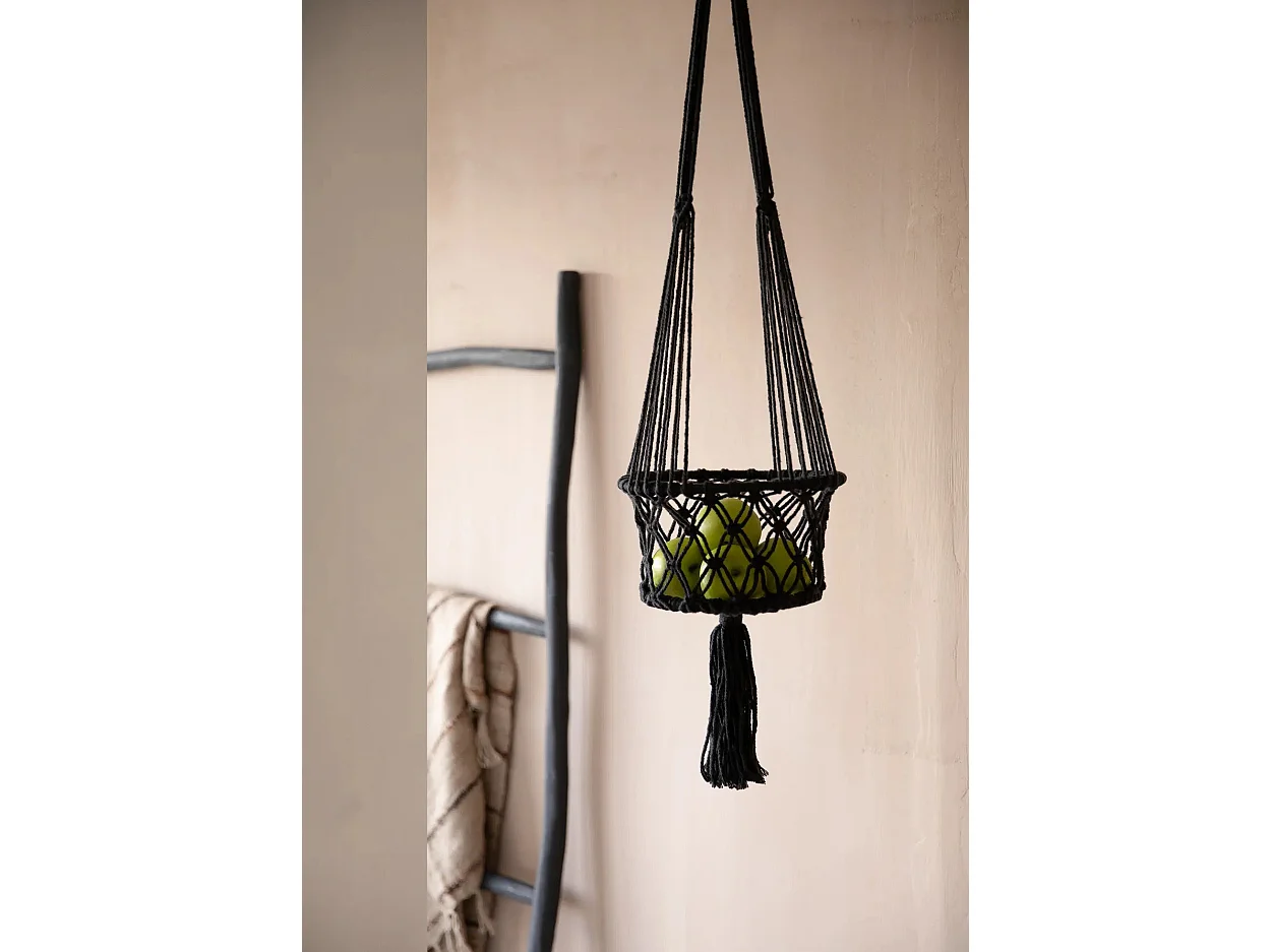 Le Porte-Plante Macramé - Noir - L