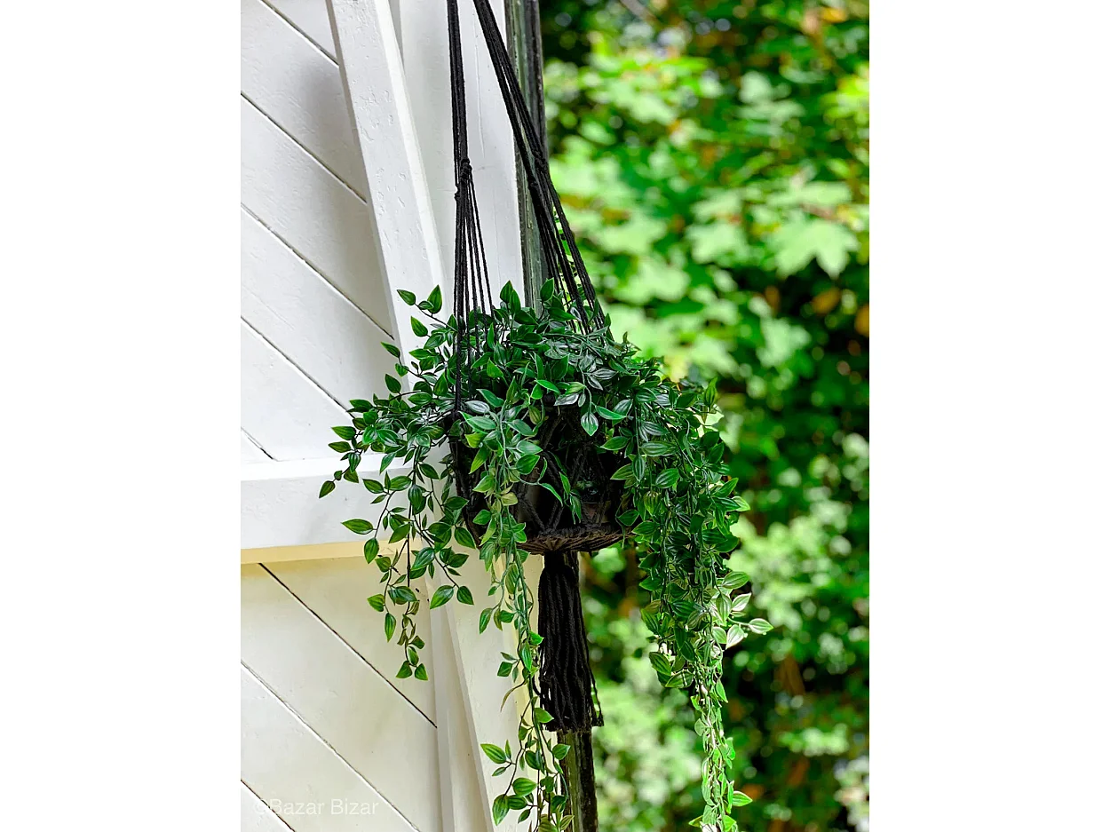 Le Porte-Plante Macramé - Noir - L