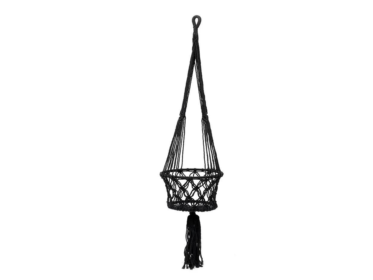 Le Porte-Plante Macramé - Noir - L