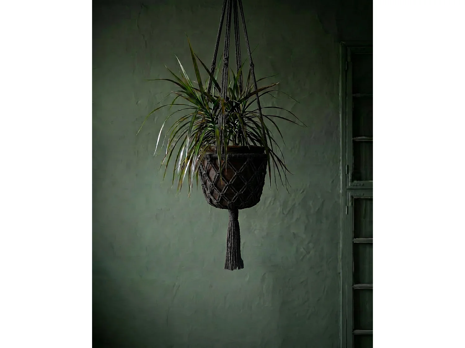 Le Porte-Plante Macramé - Noir - L